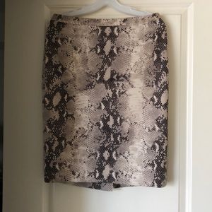 Brown reptile print pencil skirt